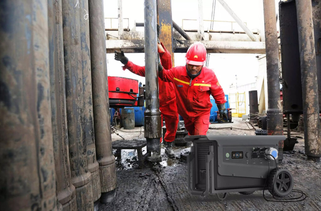 Oil rig worker with generator