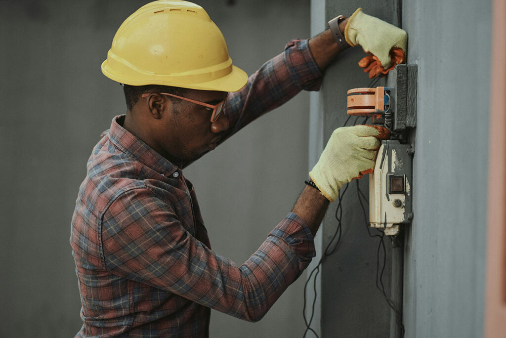 man architect at a building site