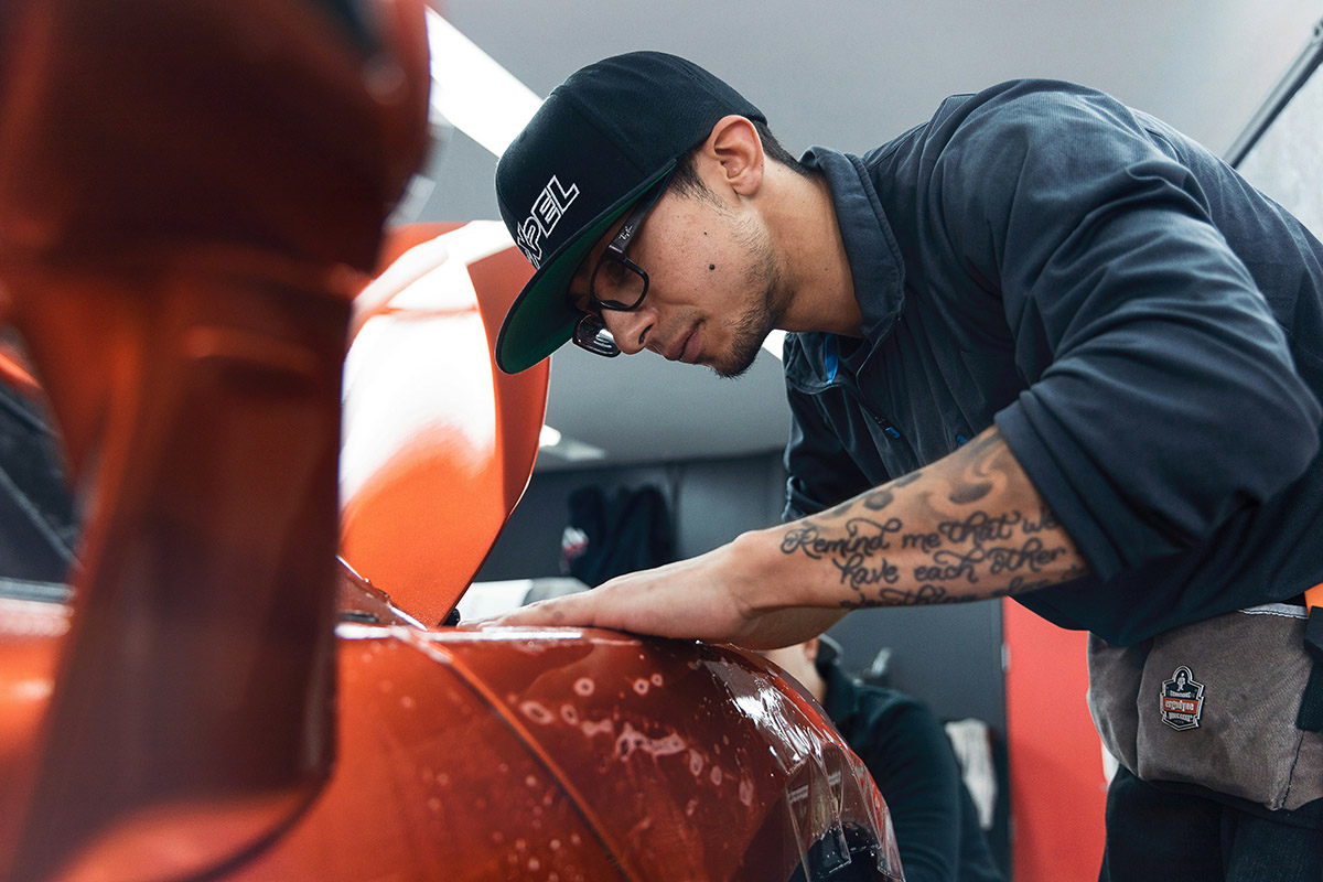 waxing a car